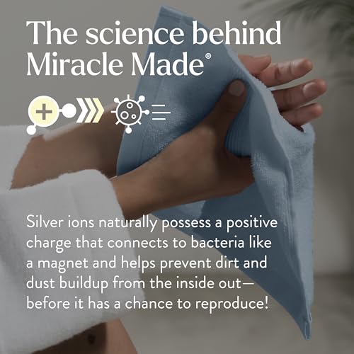 Miracle Made Soft Face Towel, Long-Staple Silver-Treated Cotton Fabric ? Fade Resistant, Highly Absorbent, Quick-Drying Wash Cloth, Sky Blue