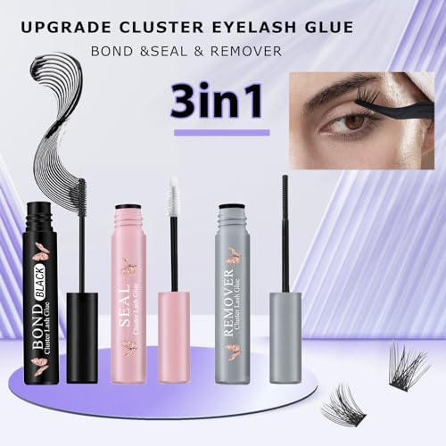 HSKIE Waterproof Lash Cluster Glue Bond & Seal with Remover – Long-Lasting Eyelash Adhesive & Sealant for Clusters