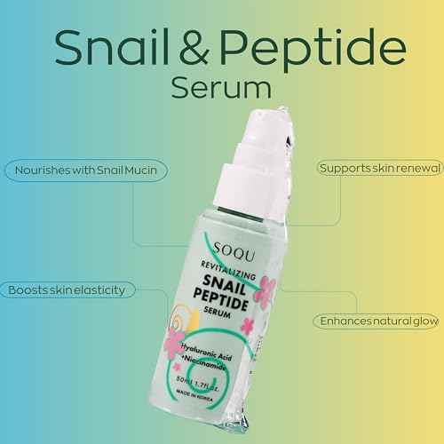 Revitalizing Snail Peptide Serum - Hydrating Serum with Snail Extract, Peptides, Niacinamide and Hyaluronic Acid, Improves Skin Texture and Tone - 50ml / 1.69fl oz - Made in Korea