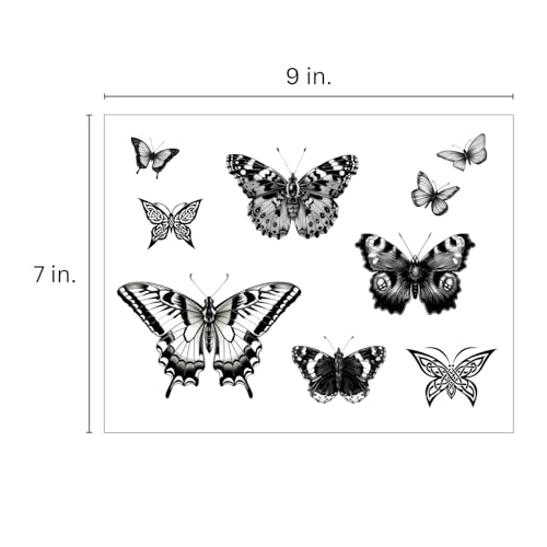 One Grace Small Butterfly Temporary Tattoos - Realistic Black and White Butterflies and Celtic Butterfly Long Lasting Tattoos for Men and Women