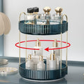 360° Rotating Makeup Organizer - 2-Tier Cosmetic Holder in Blue
