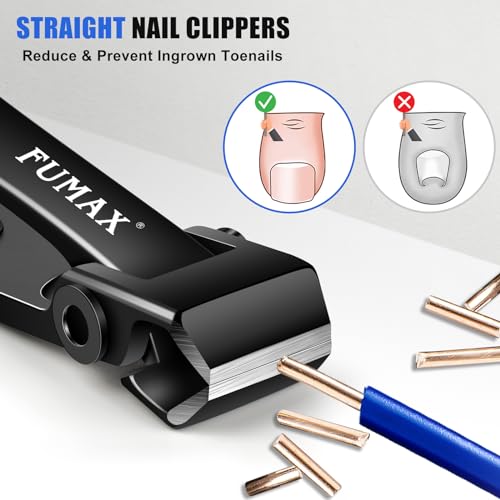 Nail Clippers for Men, Toenail Clippers for Seniors Thick Nails with Wide Jaw Ergonomic Head, Heavy Duty No Splash Fingernail Clippers with Catcher for Women, Professional Nail Clipper Set