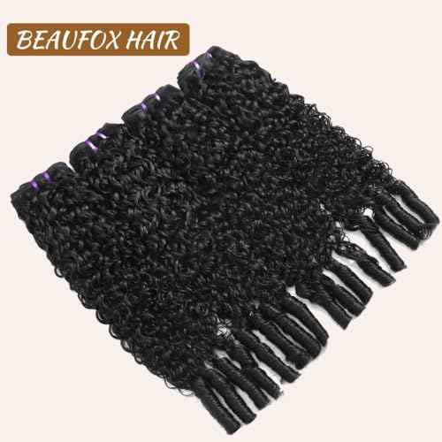 3C4A Burmese Curly Bundles Human Hair 16 18 20 22 Inch 12A Unprocessed Virgin Human Hair Water Wave Bundles with Spiral End Quick Weave Remy Hair Natural Color for Women