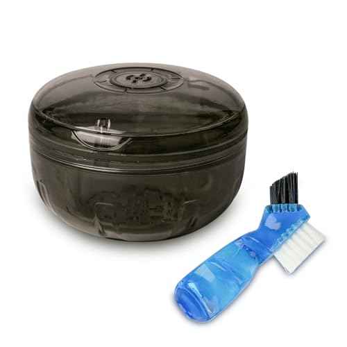 Retainer Cleaning Case,Portable No-Leak Denture Cup Case with Dentures Brush Kit, Travel Retainer Cases with Vent Holes for Clear Aligner,Mouth Guards,Night Guard,Dentures (Black)