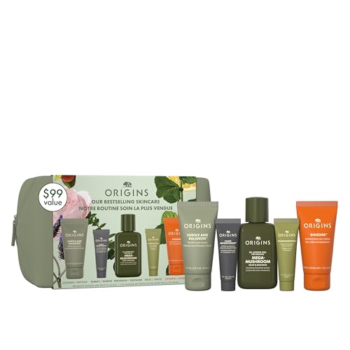 Origins Bestselling Skincare Set with Cleanser, Mask, Serum & Moisturizer