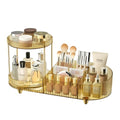 Rotating Makeup Organizer with 2 Perfume Trays & 5 Compartments - Space Saving Vanity Storage