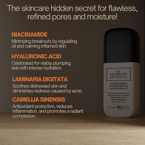 Niacinamide Water Cream - Pore Refining Face Moisturizer, Oil Control, Ultimate Hydration, Lightweight Cream, Radiant/Even Complexion. Made in the United States of America.