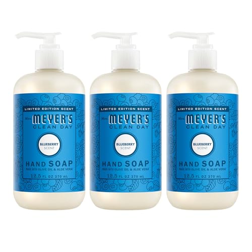 Mrs. Meyer’s Blueberry Liquid Hand Soap 12.5 fl oz – Pack of 3, Garden-Inspired Scent
