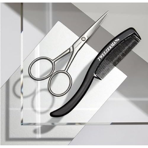 Tweezerman G.E.A.R. Moustache Scissors and Comb, Black