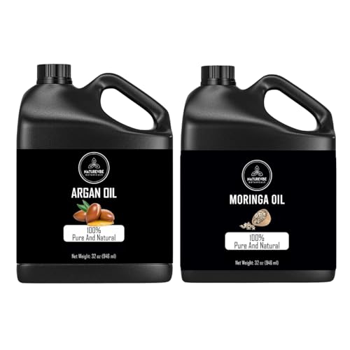 Naturevibe Botanicals Argan Oil 32oz and Moringa Seed Oil 32oz | Oil Combo