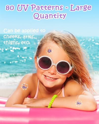 UV Detection Temporary Tattoos - 80 Count Sunscreen Reminder