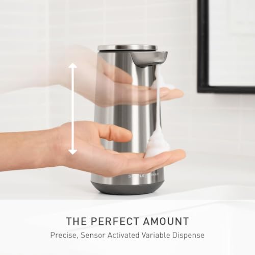 simplehuman Brushed Stainless Steel Sensor Foam Dispenser 10oz - Touchless & Rechargeable