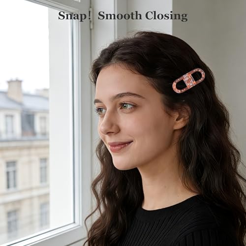 Sunolga Magnetic No-Slip Hair Clips 2PCS Black & Black Leopard - Strong Hold, Decorative Hair Accessories