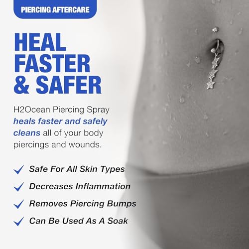 Piercing Aftercare Spray - 4oz Natural Sea Salt Solution, Set of 2