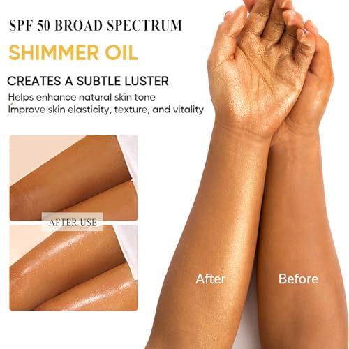 Waterproof SPF 45 Body Shimmer Oil with Glow - Diamond Platinum Variation