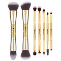 DUcare Duo End Foundation Powder Buffer Contour Brushes 2PCS + Eyeshadow Brush Set 5pcs