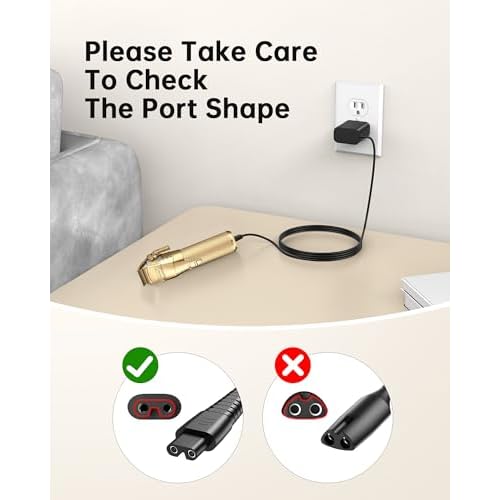 VHBW 4.5V Charger for BaByliss PRO FX870 FX825 Clipper Compatible with FX787 FX788 FX726 Trimmer - 6.5FT Extra Long Power Cord Replacement Part