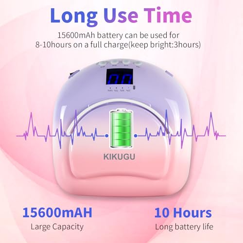 Kikugu 96W Rechargeable Cordless UV LED Nail Lamp for Gel Nails - Orange Purple