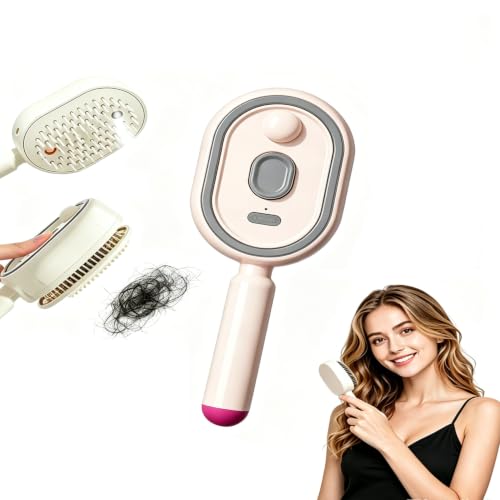 Electric Steam Hair Brush with Hydrating Mist & Red Light - Pink