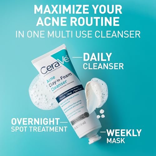CeraVe Clay to Foam Acne Face Wash - Salicylic Acid, 4oz