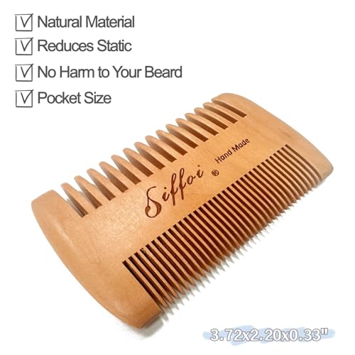 Men's Beard Shaping Styling Tool with Handmade Pocket Size Wooden Comb in PU Cover, 2026 Version Precision Edging for Jaw, Cheek & Neck Lines, Works with All Beard Razors & Trimmers
