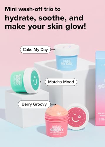 I DEW CARE Mini Scoops | Wash Off Face Mask Skin Care Trio | With Hyaluronic Acid, Self Care | Facial Treatment, Vegan, Cruelty-Free, Paraben-Free, (3 flavors)