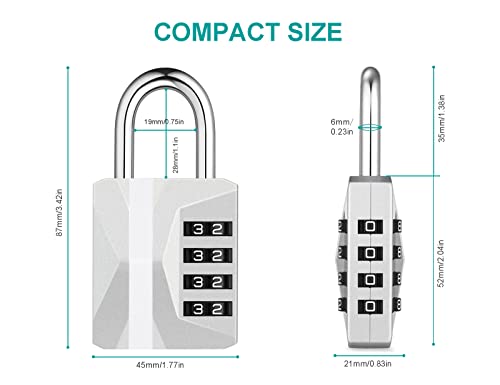 ZHEGE Locker Lock, 4 Digit Combination Lock [2023 Locker Trend] Gym Lock with White Code, Heavy Duty Combo Padlock Outdoor for Gate, Fence, Shed, Garage, School Locks (Silver, 1 Pack)