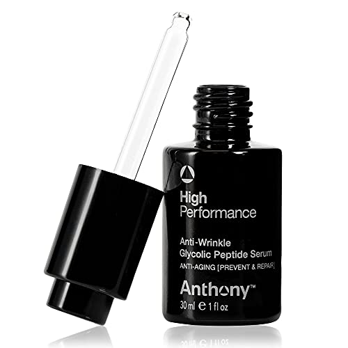 Anthony High Performance Anti-Wrinkle Glycolic Peptide Serum, Anti-Aging Lifting Moisturizer with Glycolic Acid, Peptides, Biotin, Pullulan and Algae Extract, Hydrates and Firms All Skin Types,1 Fl Oz
