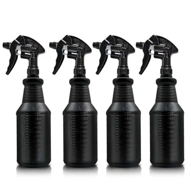 4 Pack 24 oz Spray Bottles - Heavy Duty Black Refillable