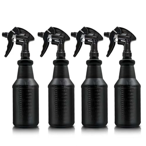 CREAWEA 4 Pack 24 oz Refillable Plastic Spray Bottles Black for Cleaning Garden Home