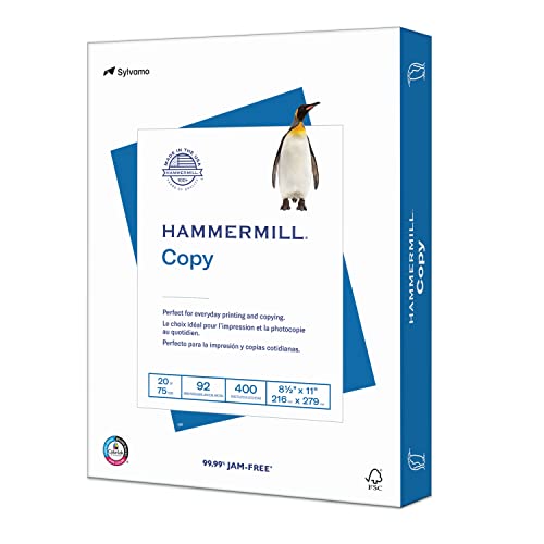 Hammermill Printer Paper, 20 lb Copy Paper, 8.5 x 11 - 1 Small Pack (400 Sheets) - 92 Bright, Made in the USA