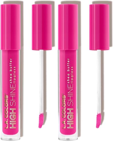 L.A. COLORS High Shine Lip Gloss with Shea Butter, Pack of 2