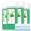 Roll on Wax Cartridge, 4 Hair Removal Aloe Vera £×ax Cartridge with 10 Pack Cleaning Oil Wipes, Depilatory Wax Roller Refill for Women Sensitive Skin