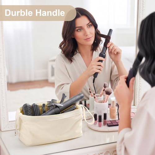 Cunno Beige Travel Hair Tool Bag Compatible with Dyson & Shark Flexstyle
