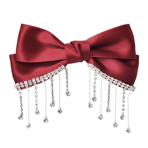 Bow Hair Clips for Women Girls Large Hair Bow Clips Elegant Rhinestones Bow for Hair Accessories Bows Satin Ribbon Hair Bows Barrette Clip Bowknot Hair Bow Decorating Party Performance Prom Hair Bow