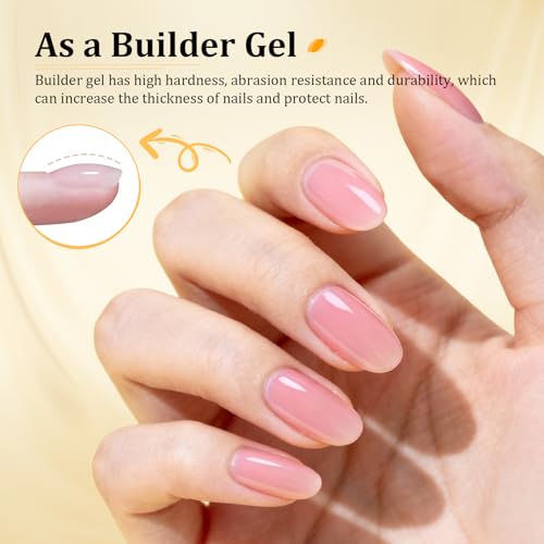 JODSONE 3-in-1 Builder Gel G50 - Clear Nail Strengthening & Building Gel, 15g, No Wipe Base Coat, UV/LED Curing, Variation G50