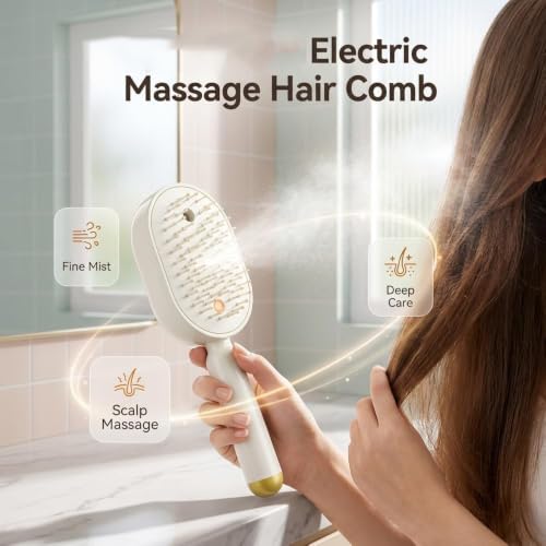 Electric Steam Hair Brush with Red Light & Self-Cleaning
