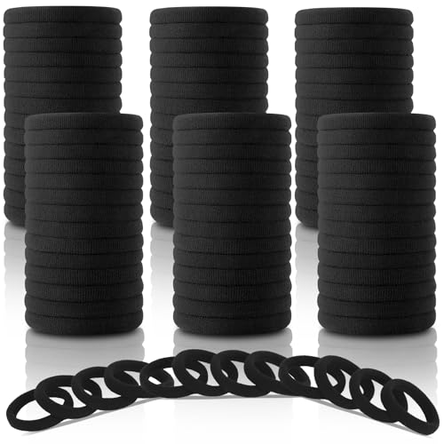 Black Hair Ties for Women & Girls - 120 Pack Elastic Ponytail Holders