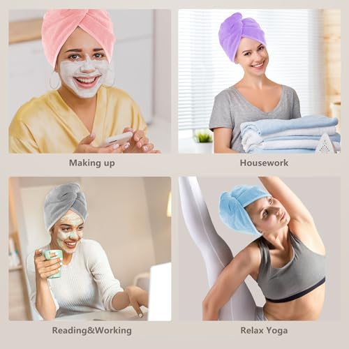 Microfiber Hair Towel Wrap, 5 Pack 26"×10" Fast Dry
