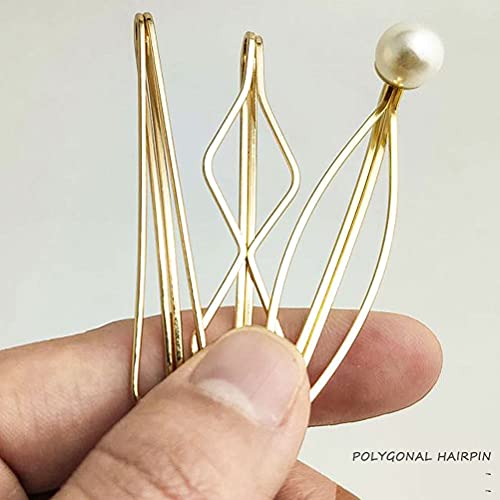 Gold Geometric Hair Clips Set - 16 Piece Metal Bobby Pins