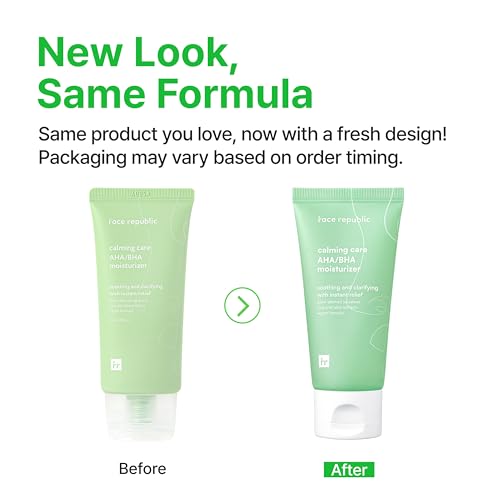 Face Republic Calming Care AHA/BHA Moisturizer 50ml 1.69 fl oz | Soothing Gel Cream | Lightweight | Clarifying & Moisturizing | Squalane, Cica, Aloe | For oily, irritated skin | Vegan Korean Skincare