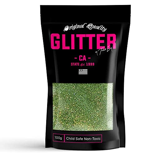 Light Green Holographic Premium Glitter Multi Purpose Dust Powder 100g / 3.5oz for use with Arts & Crafts Wine Glass Decoration Weddings Cards Flowers Cosmetic Face Body (PACKAGING MAY VARY)