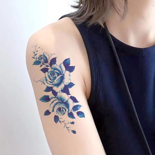 Waterproof Temporary Tattoo Stickers - 8 Sheets Flower & Butterfly Designs