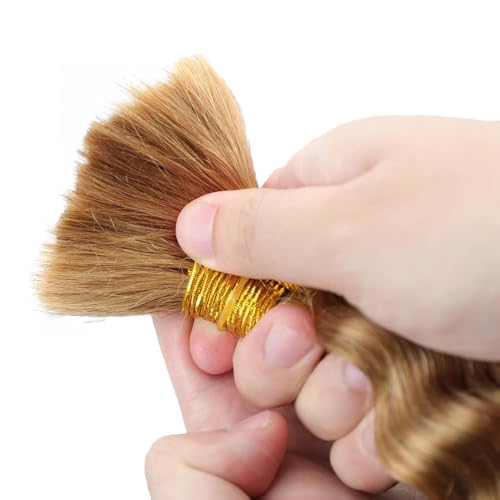 Honey Blonde Human Braiding Hair 14 Inch Deep Wave