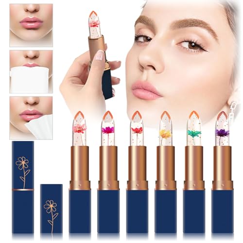 Color Changing Jelly Lipstick Set - 6pc Crystal Flower Balm