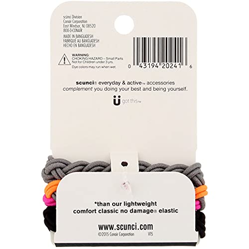 Scunci Everyday and Active 3-Strand Braided Elastics , No Damage, Super Comfy, 3X Stronger (Assorted Colors) 3-PCS
