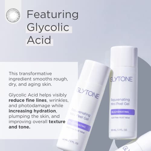 Glytone Rejuvenating Mini Peel Gel | Face Exfoliator with 10.8% FAV Glycolic Acid | Peeling Gel for Face Retexturizes and Reduces Fine Lines & Wrinkles | Dead Skin Remover Chemical Peel | 2 fl oz.