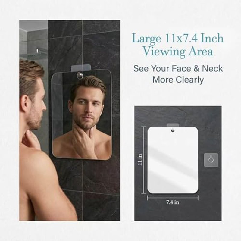 Fogless Shower Mirror for Shaving with Adhesive Hook - Acrylic