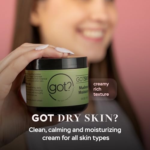 Got? Mushroom Face Moisturizer with Reishi, Chaga, Cordyceps & Lion¡¯s Mane, Shea Butter + Vitamin E, Fast Absorbing Cream for Men & Women, 3.8 oz