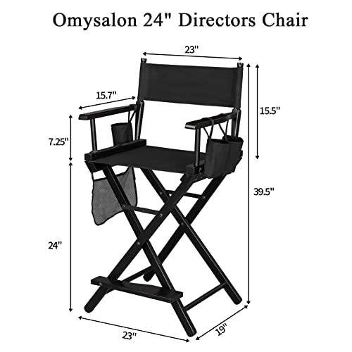 OmySalon 26-Inch Tall Folding Makeup Chair with Storage, Footrest & Carry Pouch